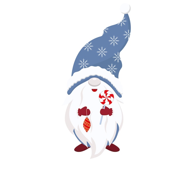 Leuke Kerstman Gnome met Kerstboom Vector illustratie