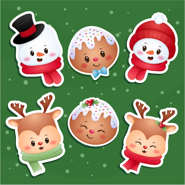 Leuke kerststickers vectorillustratie