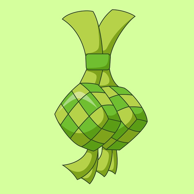 Leuke ketupat-beeldverhaalillustratie voor ramadan