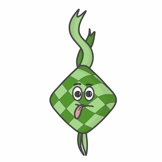 Leuke ketupat karakter platte cartoon vector sjabloon ontwerp illustratie