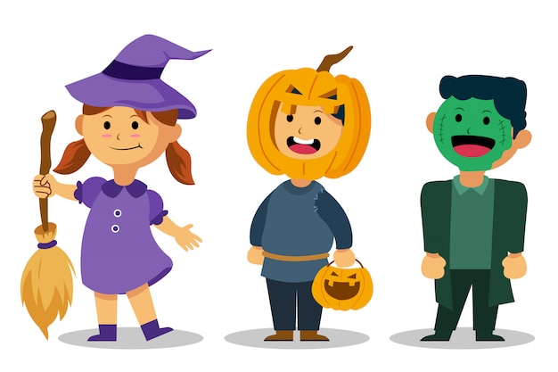 Leuke kinderen dragen halloween-kostuum