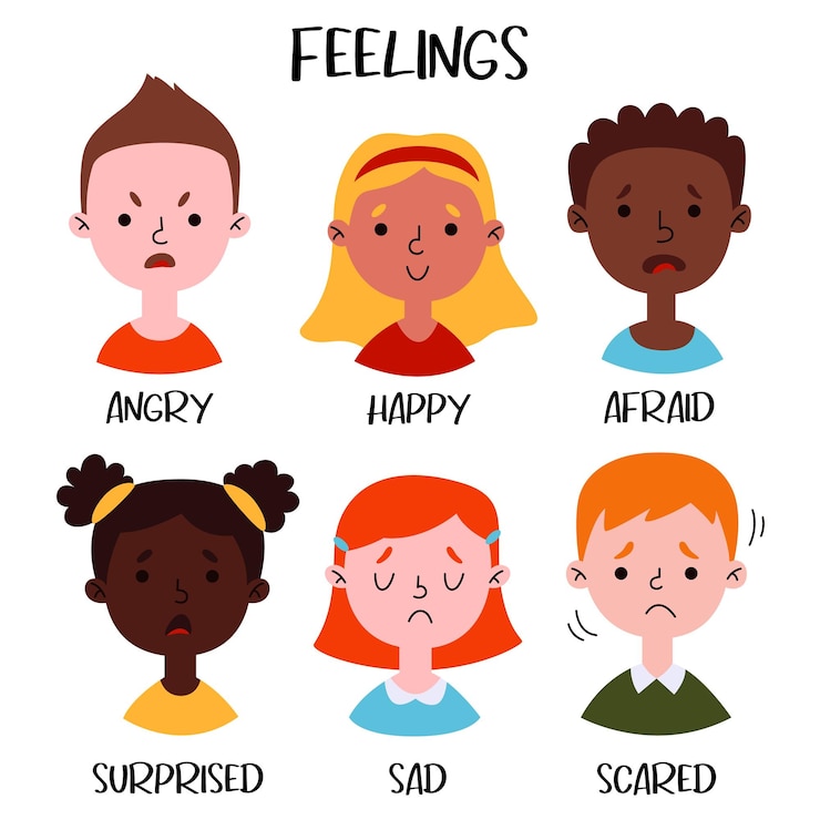 Leuke kinderen emoties ingesteld Kind verschillende emotionele uitdrukkingen bundel