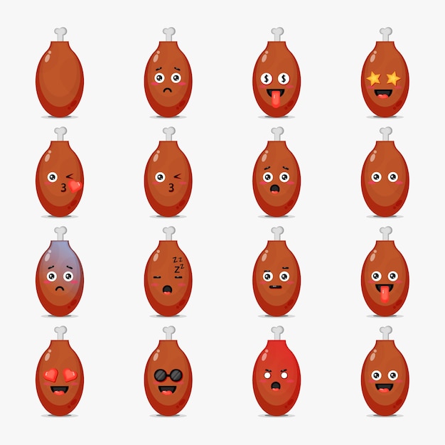 Leuke kippendijen met geplaatste emoticons