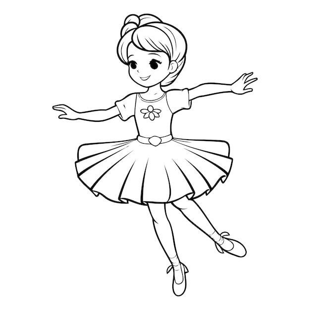 Leuke kleine ballerina Vector illustratie voor kleurboek