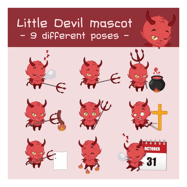 Leuke kleine duivels mascotte set