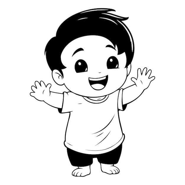 Leuke kleine jongen cartoon geïsoleerd op witte achtergrond Vector illustratie