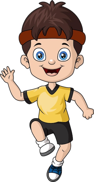 Vector leuke kleine jongen cartoon loopt