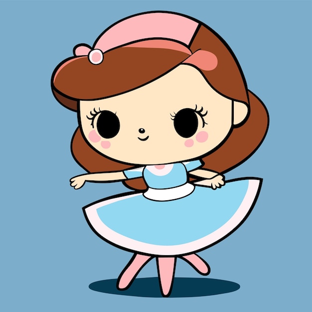 Vector leuke kleine prinses met de hand getekend platte stijlvolle cartoon sticker icoon concept geïsoleerde illustratie