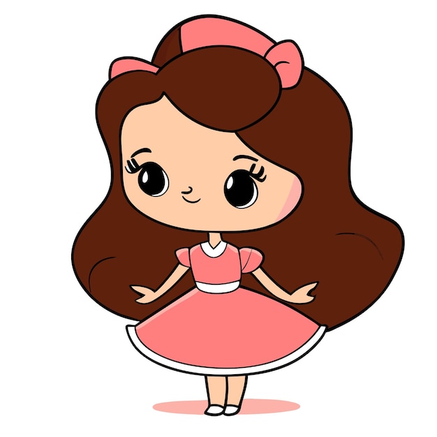 Vector leuke kleine prinses met de hand getekend platte stijlvolle cartoon sticker icoon concept geïsoleerde illustratie