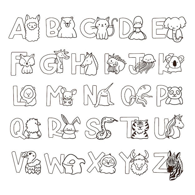 Vector leuke kleuren voor kinderen met alfabet