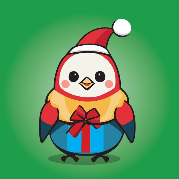 Leuke kleurrijke baby pinguïn kerstcadeau stijl kawaii