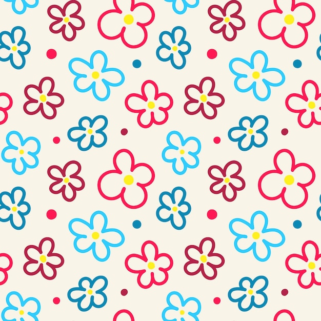 Leuke kleurrijke bloemen doodle naadloze patroon Creatieve minimalistische stijl kunst achtergrond voor kinderen