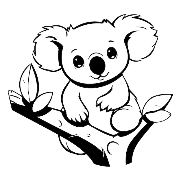 Leuke koala die op een tak van een boom zit Vector illustratie