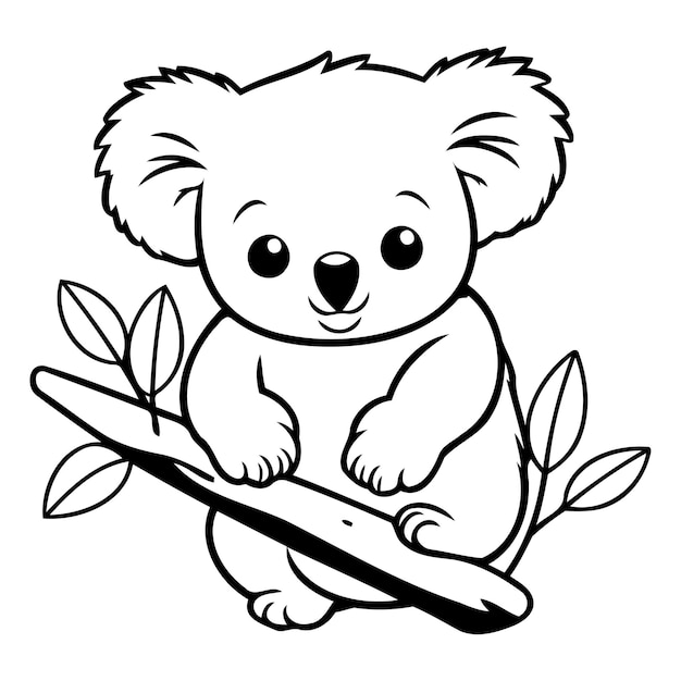 Vector leuke koala met een houten stok vector cartoon illustratie