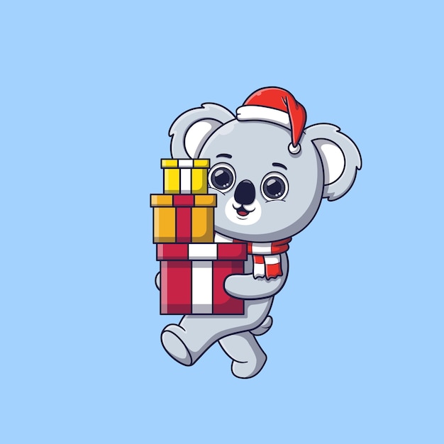 Vector leuke koala met geschenkdoos