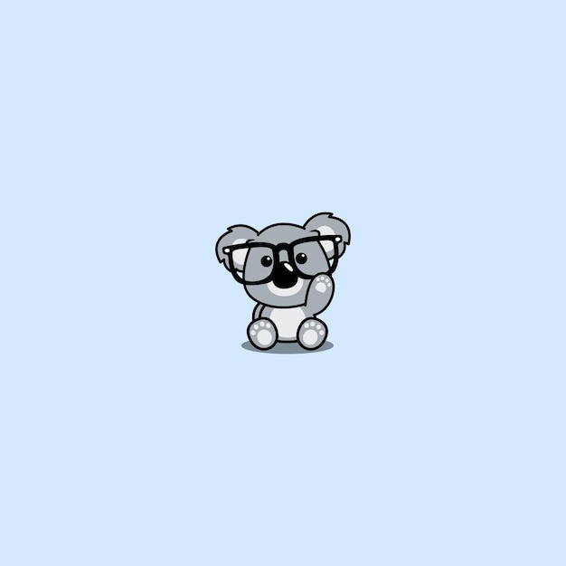 Leuke koala met grote glazen cartoon vectorillustratie