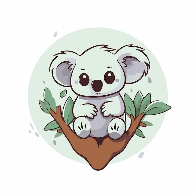 Leuke koala op de boom met bladeren Vector illustratie