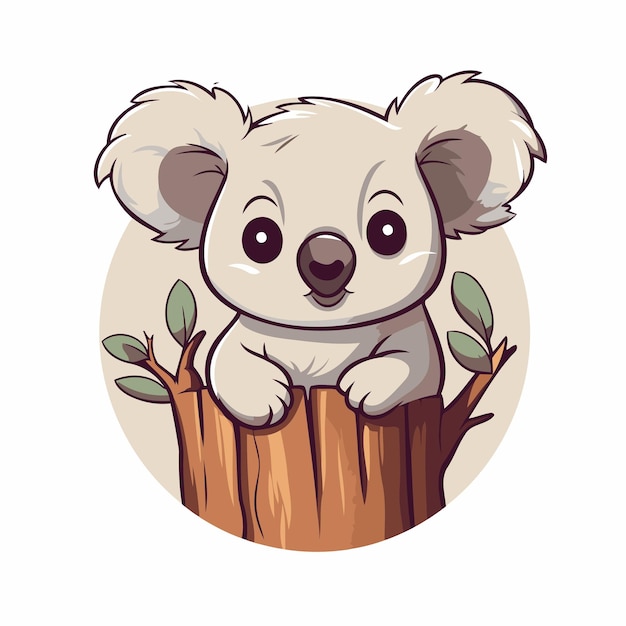 Leuke koala op een boom Vector illustratie in cartoon stijl