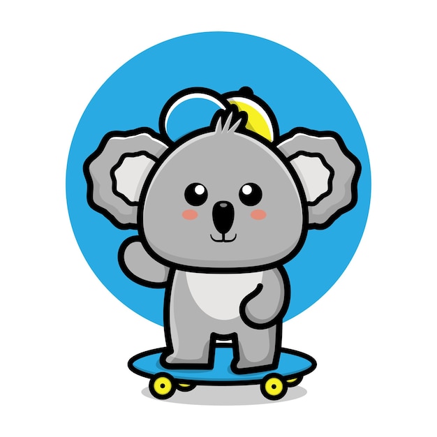 Leuke koala spelen skateboard cartoon afbeelding