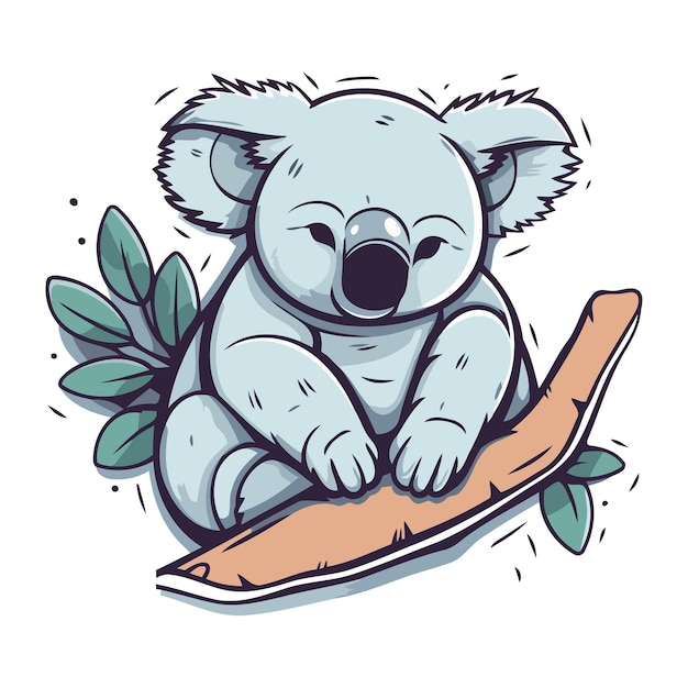 Vector leuke koala zit op een surfplank vector illustratie