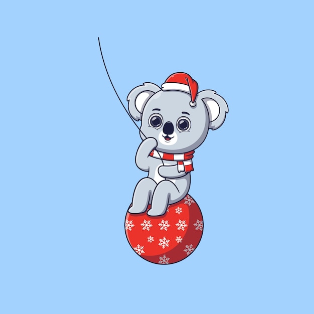 Leuke koala zittend op kerstbal