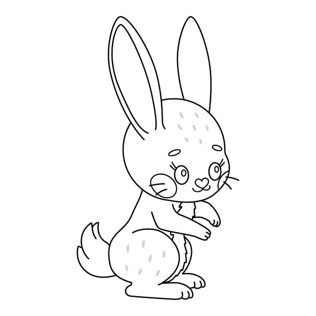 Leuke konijn zit cartoon paaskonijn kawaii konijn kleurpagina voor kinderen en volwassenen