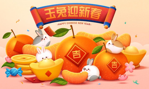 Leuke konijntjes CNY illustratie