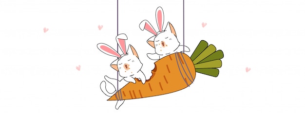 Leuke konijntjeskatten eten grote wortel