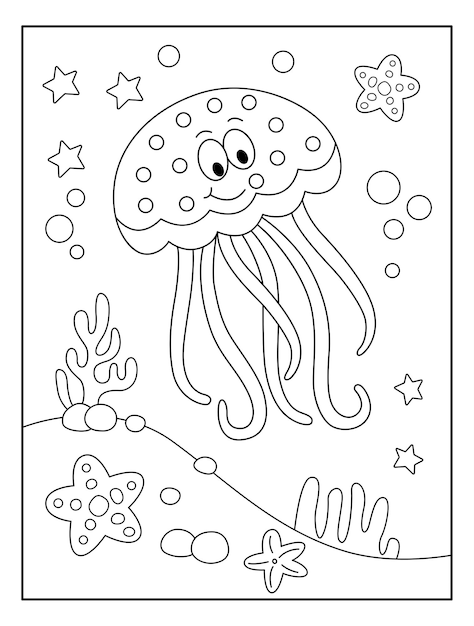 Leuke kwallen kleurpagina vector illustratie