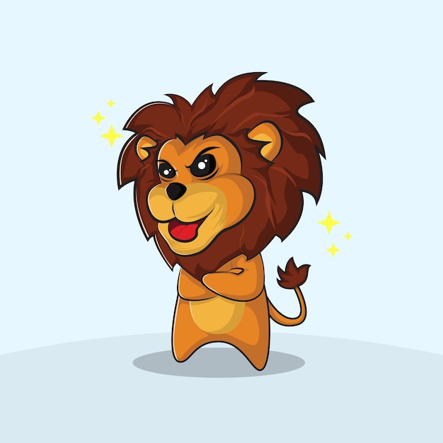 Leuke leeu cartoon vector icoon illustratie