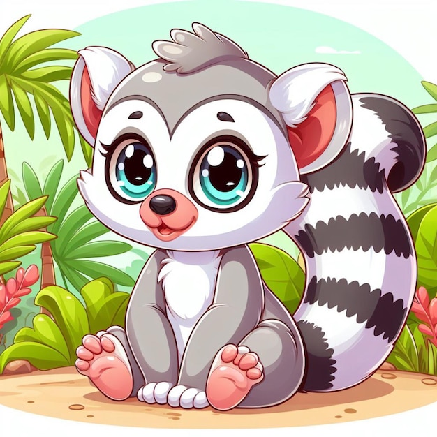 Leuke Lemur Vector Cartoon illustratie