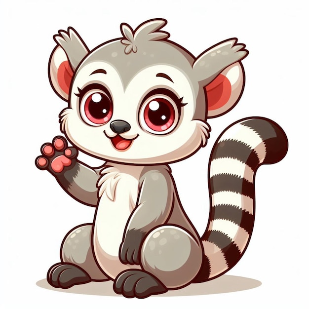 Leuke Lemur Vector Cartoon illustratie