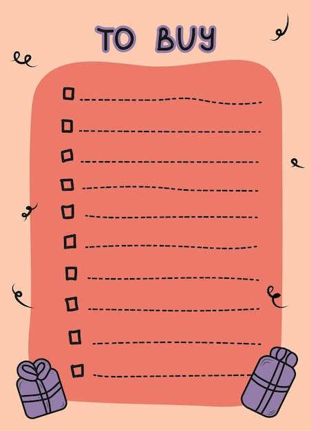 Leuke leuke planner en kooplijst met eenvoudige illustraties Sjabloon voor agendaplanning planners checklists notebooks kaarten