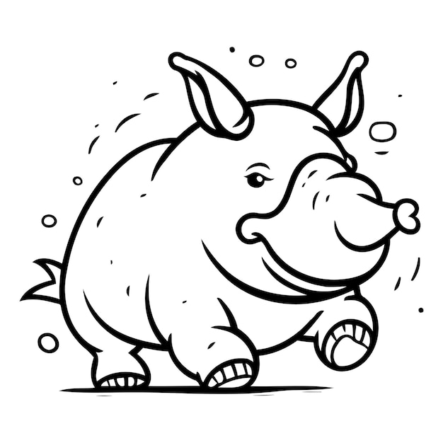 Leuke loopende neushoorn Vector illustratie in cartoon stijl