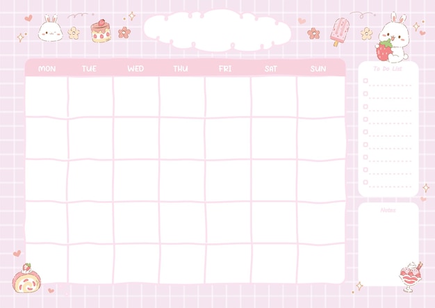 Vector leuke maandelijkse planner pastelkleur