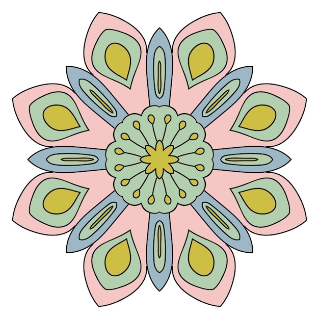 Leuke mandala. Decoratieve ronde doodle bloem geïsoleerd op een witte achtergrond. Geometrisch decoratief