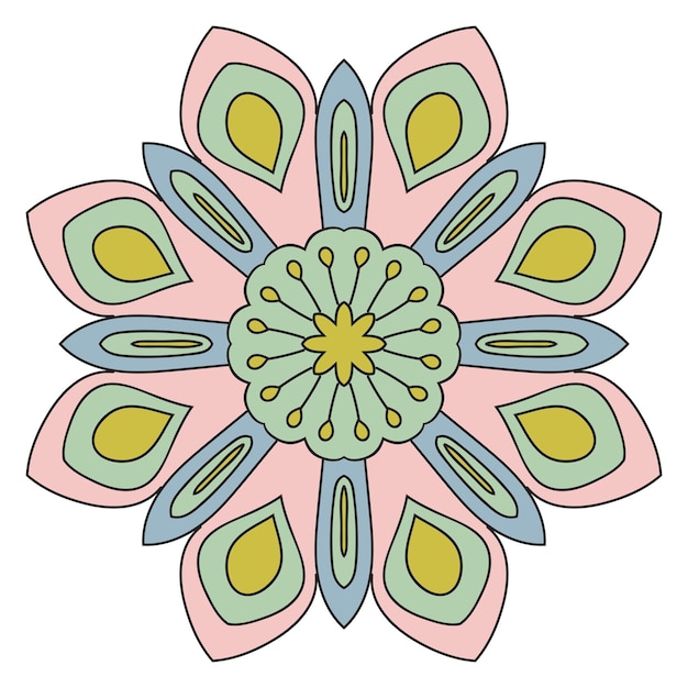 Leuke mandala. Decoratieve ronde doodle bloem geïsoleerd op een witte achtergrond. Geometrisch decoratief