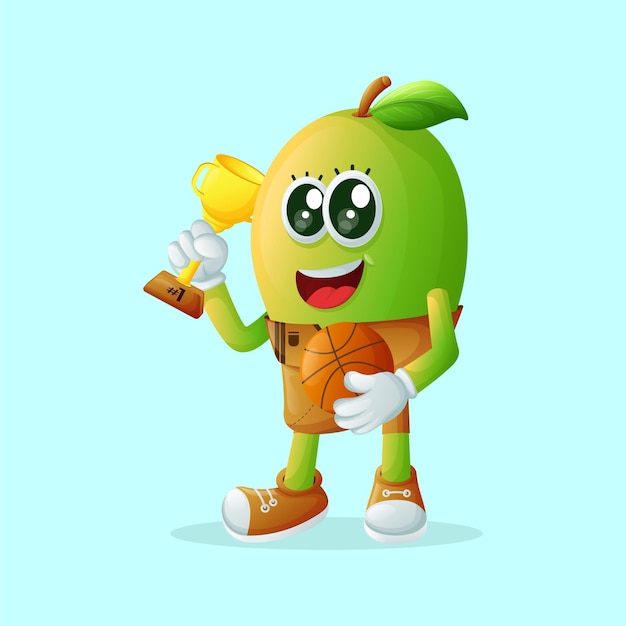 Vector leuke mango personages die basketbal spelen.