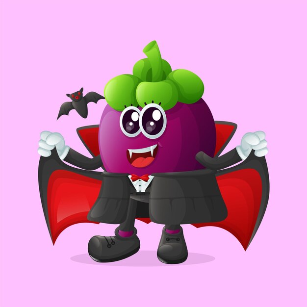 Vector leuke mangosteen personages op halloween