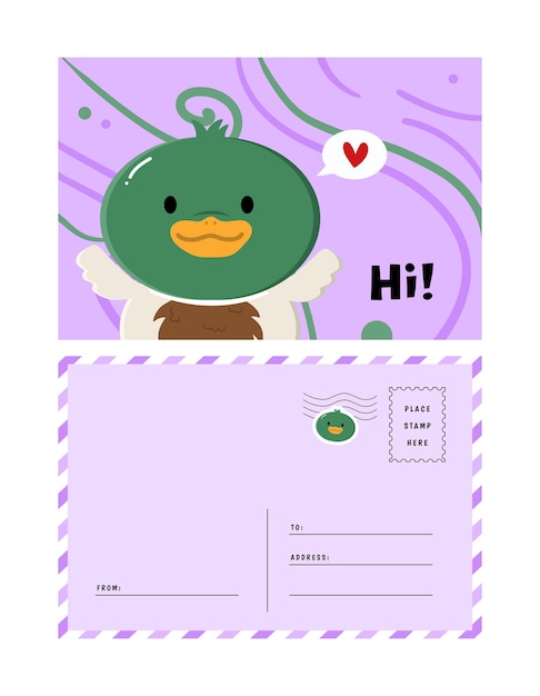 Leuke mannelijke mallard eend postkaart set