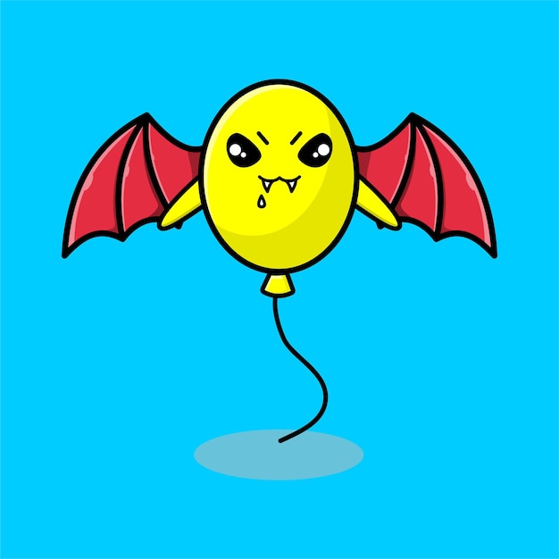 Leuke mascotte stripfiguur ballon als dracula met vleugels in leuke moderne stijl voor tshirt enz