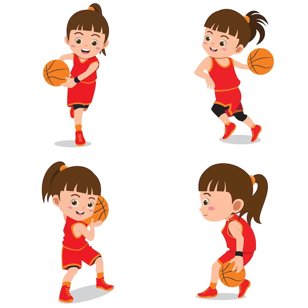 Leuke meisjes die basketbalcollectie spelen