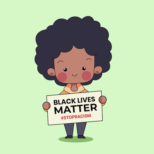 Leuke mensen houden protestbanner met de woorden Black lives Matter erop geschreven. Zwarte geschiedenis maand illustratie