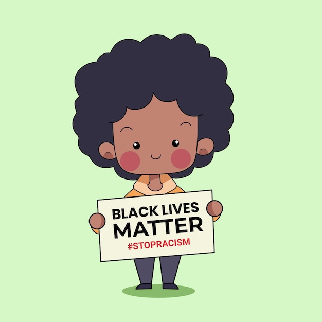 Leuke mensen houden protestbanner met de woorden black lives matter erop geschreven. zwarte geschiedenis maand illustratie