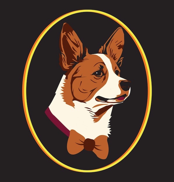 Vector leuke met de hand getekende kleurrijke hond icoon concept van het ontwerp illustratie