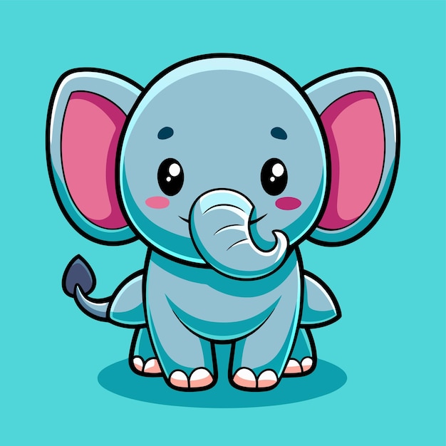 Leuke met de hand getekende olifant platte stijlvolle mascotte cartoon personage tekening sticker icoon concept