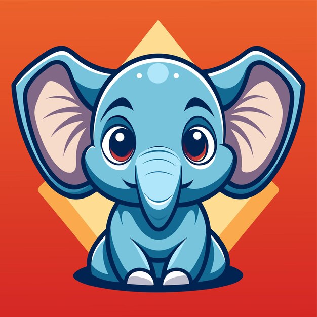 Leuke met de hand getekende olifant platte stijlvolle mascotte cartoon personage tekening sticker icoon concept