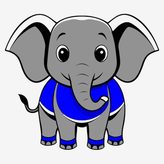 Vector leuke met de hand getekende olifant platte stijlvolle mascotte cartoon personage tekening sticker icoon concept