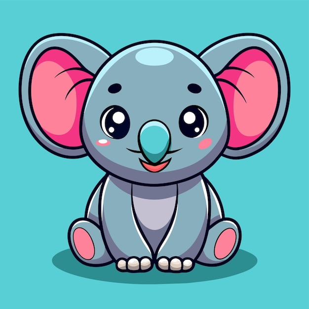 Leuke met de hand getekende olifant platte stijlvolle mascotte cartoon personage tekening sticker icoon concept