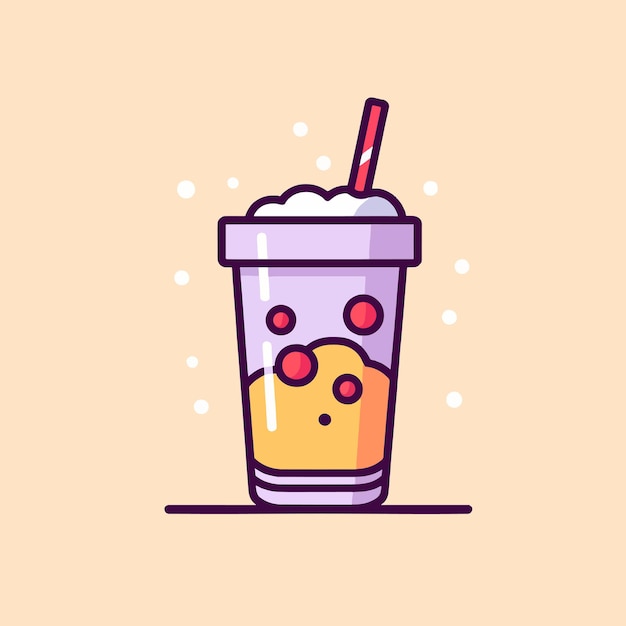 Leuke milkshake met stro vectorillustratie